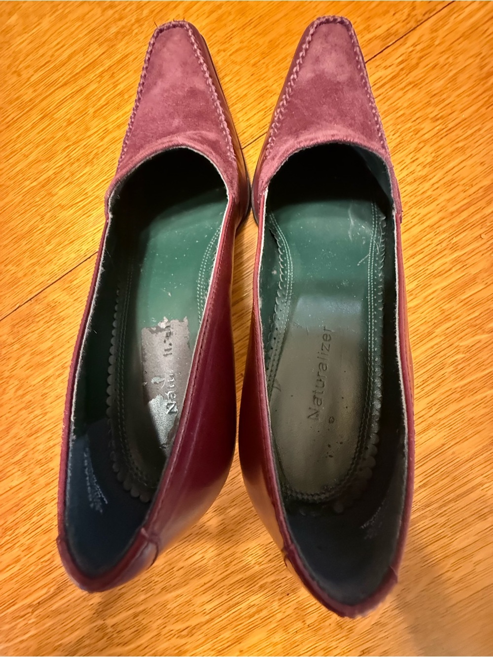 Naturalizer Burgundy Suede Pointed-Toe Heels